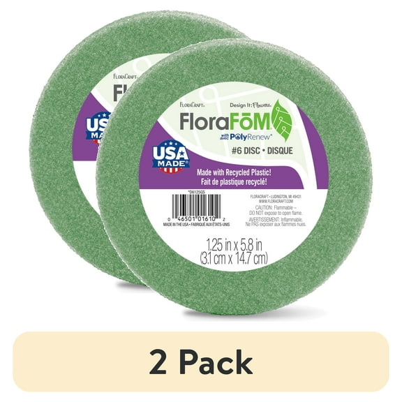 FloraCraft Styrofoam 5.875" x 1.188" Green Disc Arranger, 1 Each