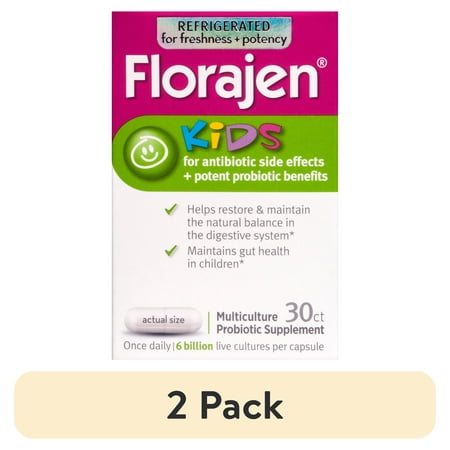 (2 pack) Florajen - Florajen Kids Multiculture Probiotic Supplement 6 Billion - 30 Capsules
