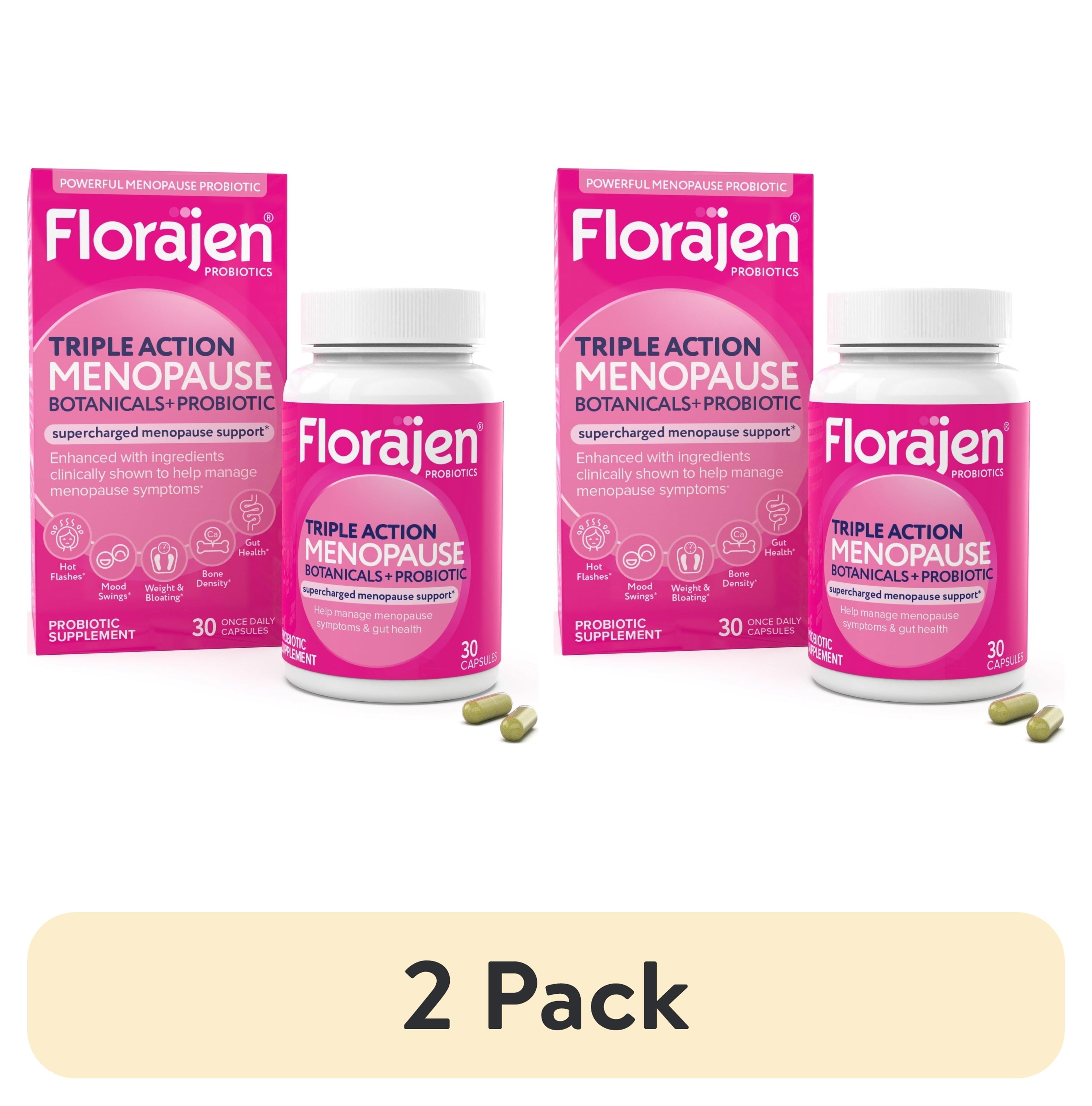 (2 pack) Florajen Women’s Menopause Support, Black Cohosh for Night Sweats & Gut Health, 30ct