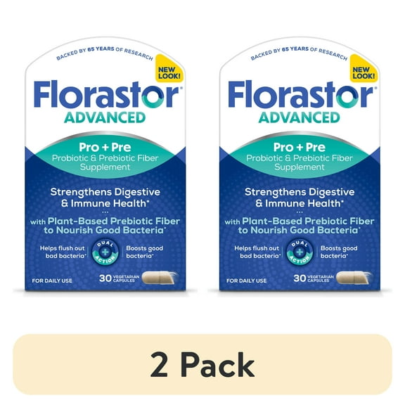 (2 pack) Florastor Unisex Advanced Pro + Pre Probiotic and Prebiotic Supplement 30ct