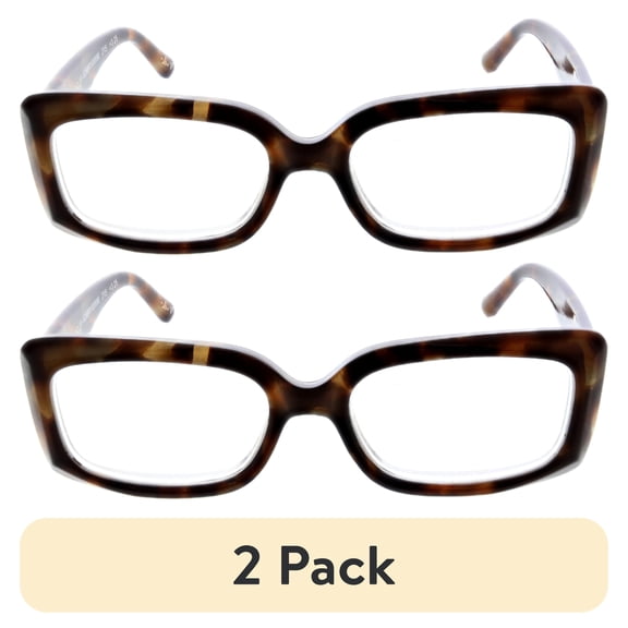 (2 pack) Flower Women's Reading Glasses - FLR100 Tansy, Shiny Brown Demi +1.75