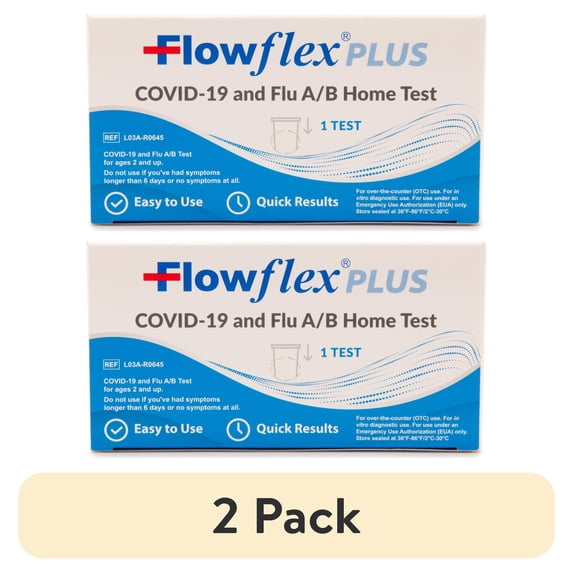 Flu Pro Plus (2 pack) Flowflex® Plus COVID-19 and Flu A/B Home Test Kit - (1 Pack) 3 ...