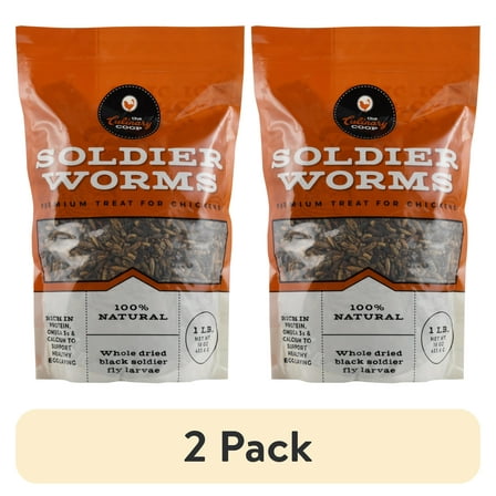 (2 pack) Fluker's The Culinary Coop Dried Soldier Worms, Premium All-Natural Treats for Chickens, 16 oz Bag