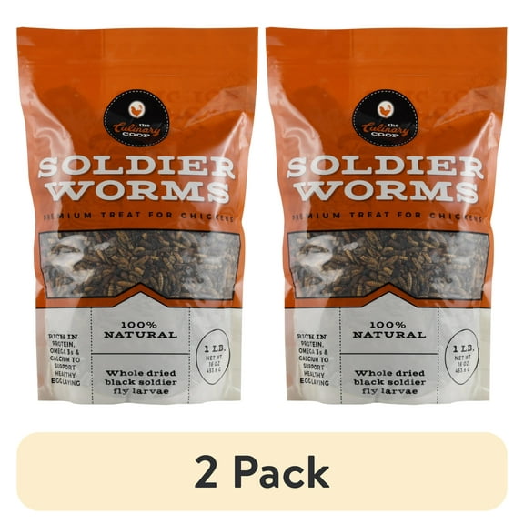 (2 pack) Fluker's The Culinary Coop Dried Soldier Worms, Premium All-Natural Treats for Chickens, 16 oz Bag