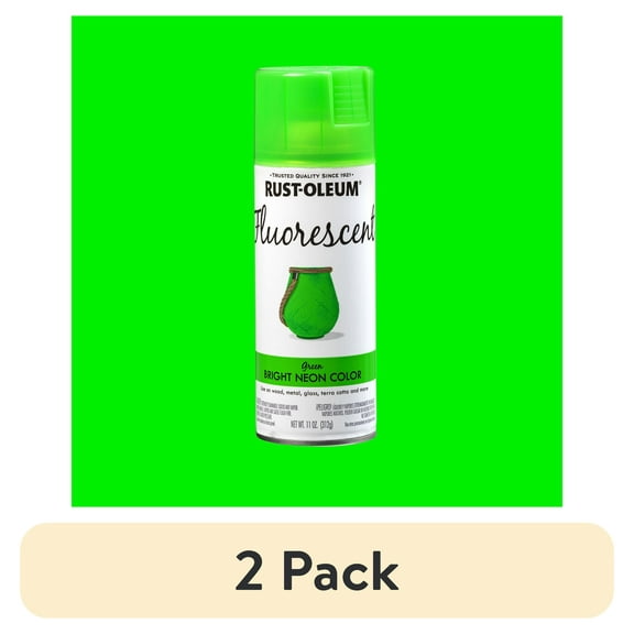 (2 pack) Green, Rust-Oleum Fluorescent Spray Paint-342417, 11 oz