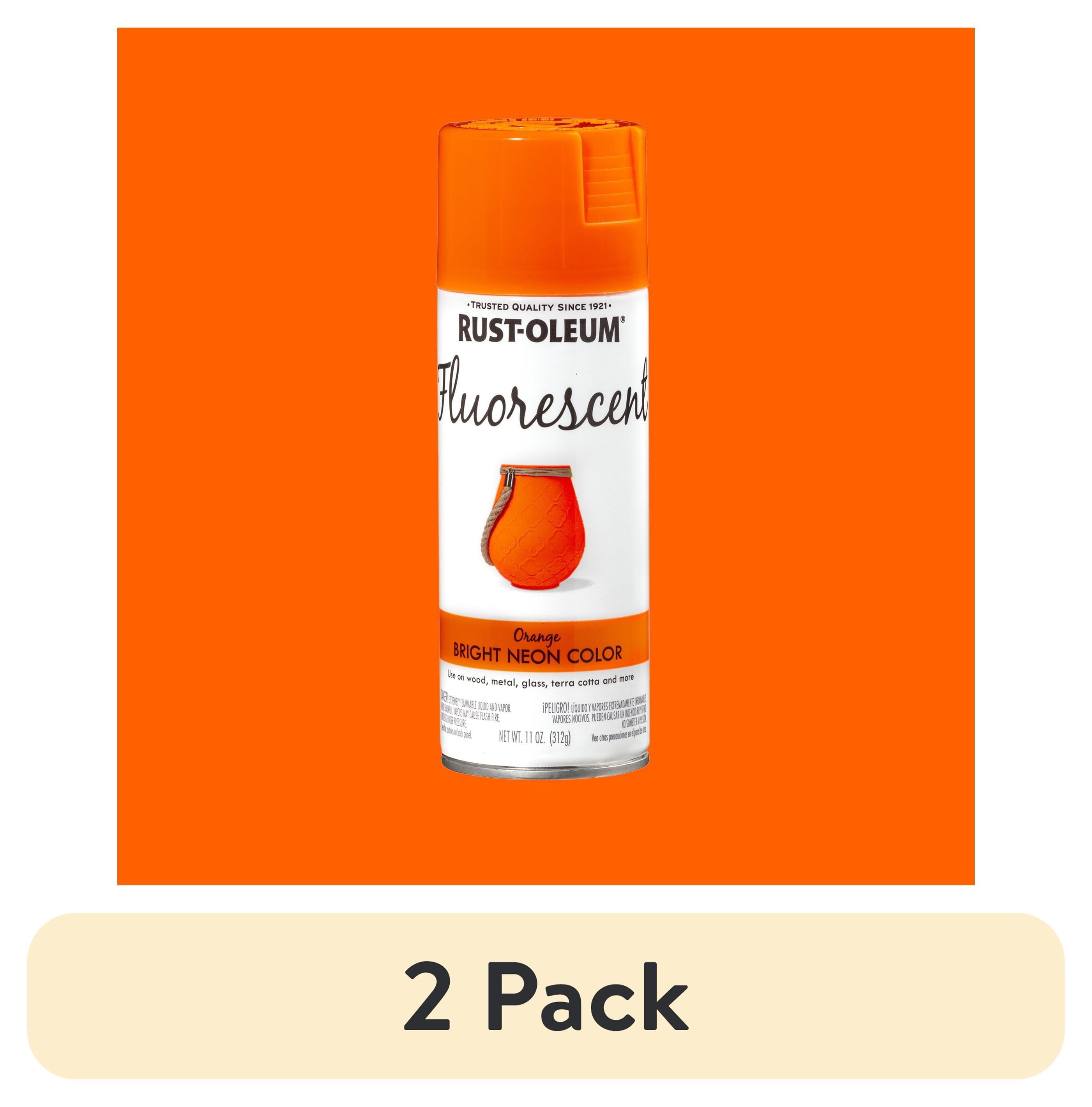 (2 pack) Orange, Rust-Oleum Fluorescent Spray Paint-342568, 11 oz