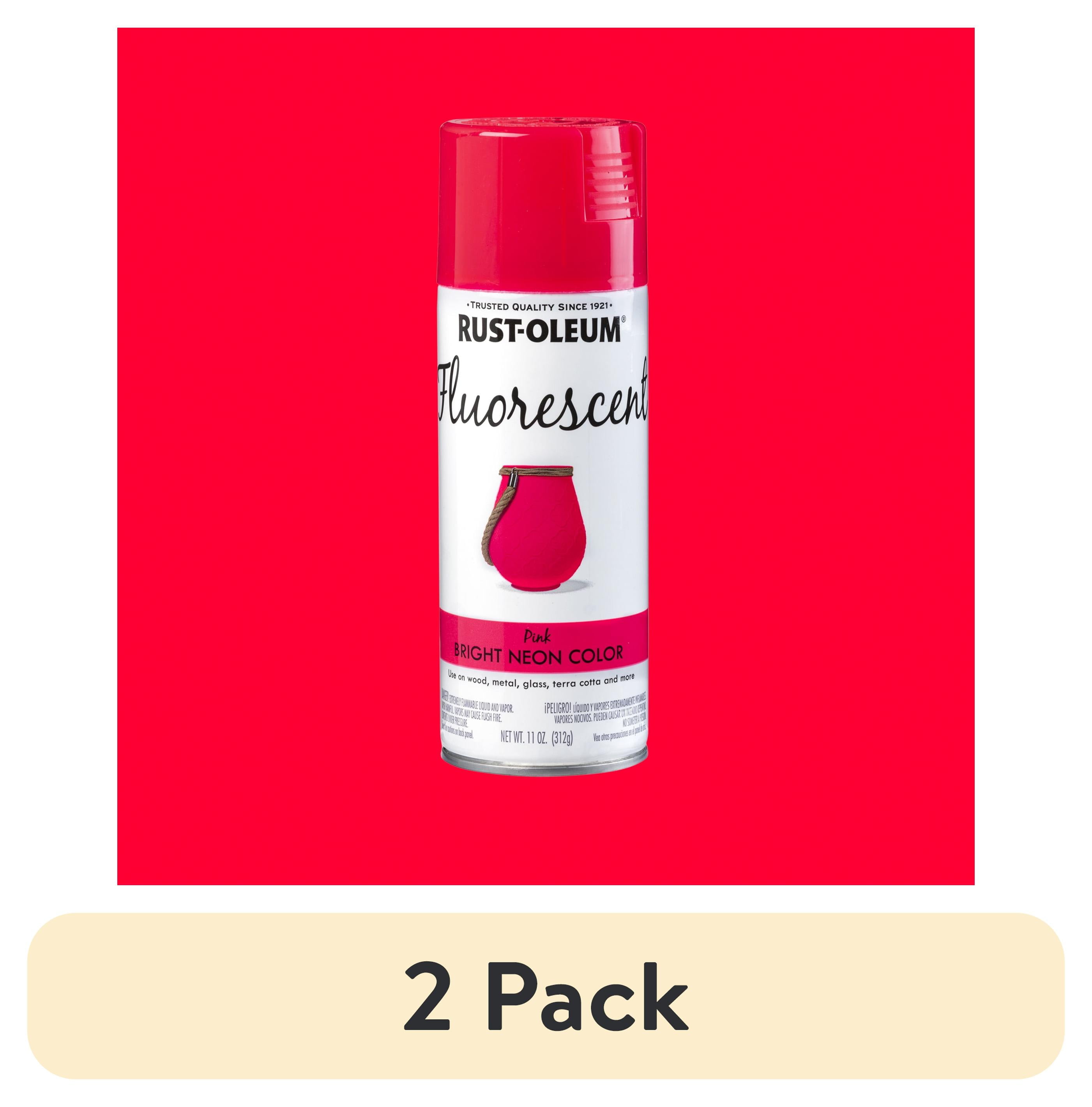 (2 pack) Pink, Rust-Oleum Fluorescent Spray Paint-342569, 11 oz