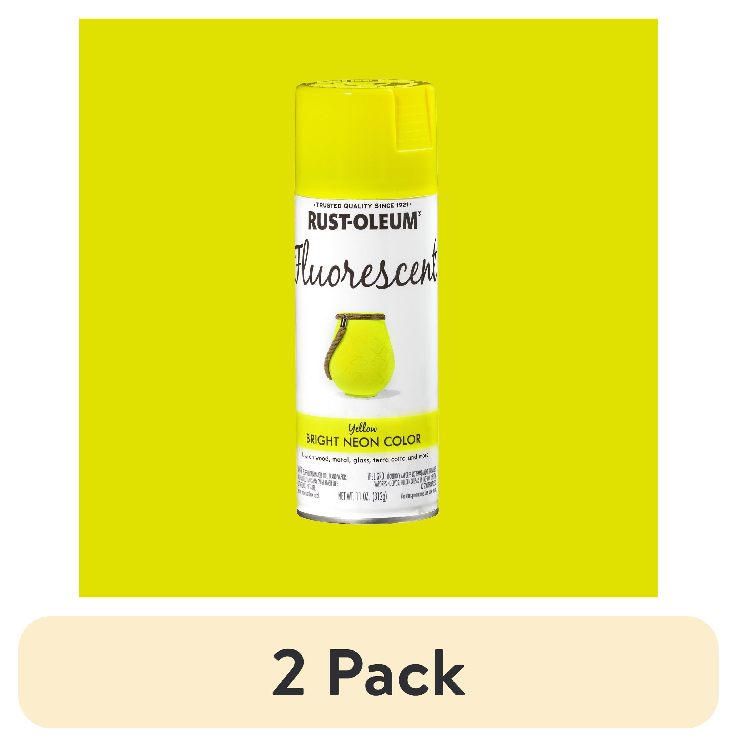 (2 pack) Yellow, Rust-Oleum Fluorescent Spray Paint-342571, 11 oz