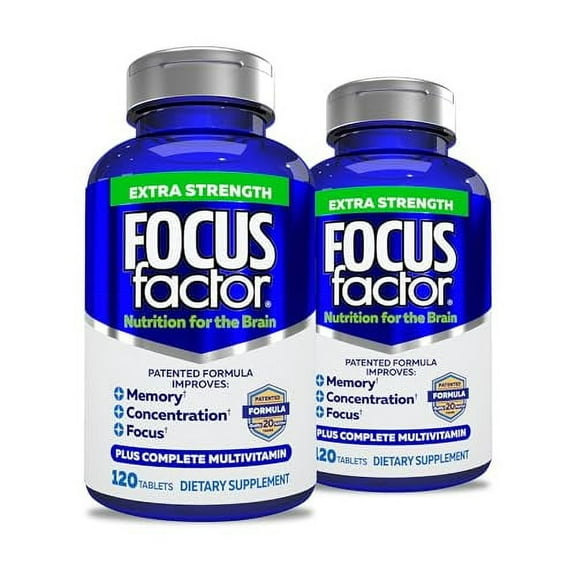 (2 pack) FOCUS FACTOR Extra Strength (120 Count) - Brain Supplement for Memory, Concentration and Focus