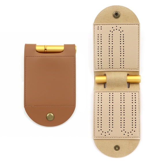 2 pack Foldable Travel Cribbage Board Pocket Game Set for Adult, Leather Cribbage Board Set with Cards Storage Area for Cribbage Lovers for Friends, Couples & Coworkers