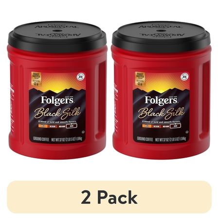 (2 pack) Folgers Black Silk Ground Coffee, Dark Roast, 37-Ounce