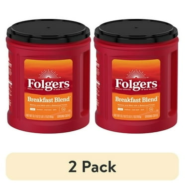 (2 pack) Folgers Breakfast Blend Ground Coffee, Smooth & Mild Coffee, 33.7 oz Canister