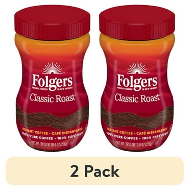 (2 pack) Folgers Classic Roast Instant Coffee, 8 oz Jar