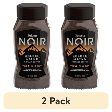 (2 pack) Folgers Noir Golden Dusk Instant Coffee, Medium Dark Roast, 7 Ounce Jar