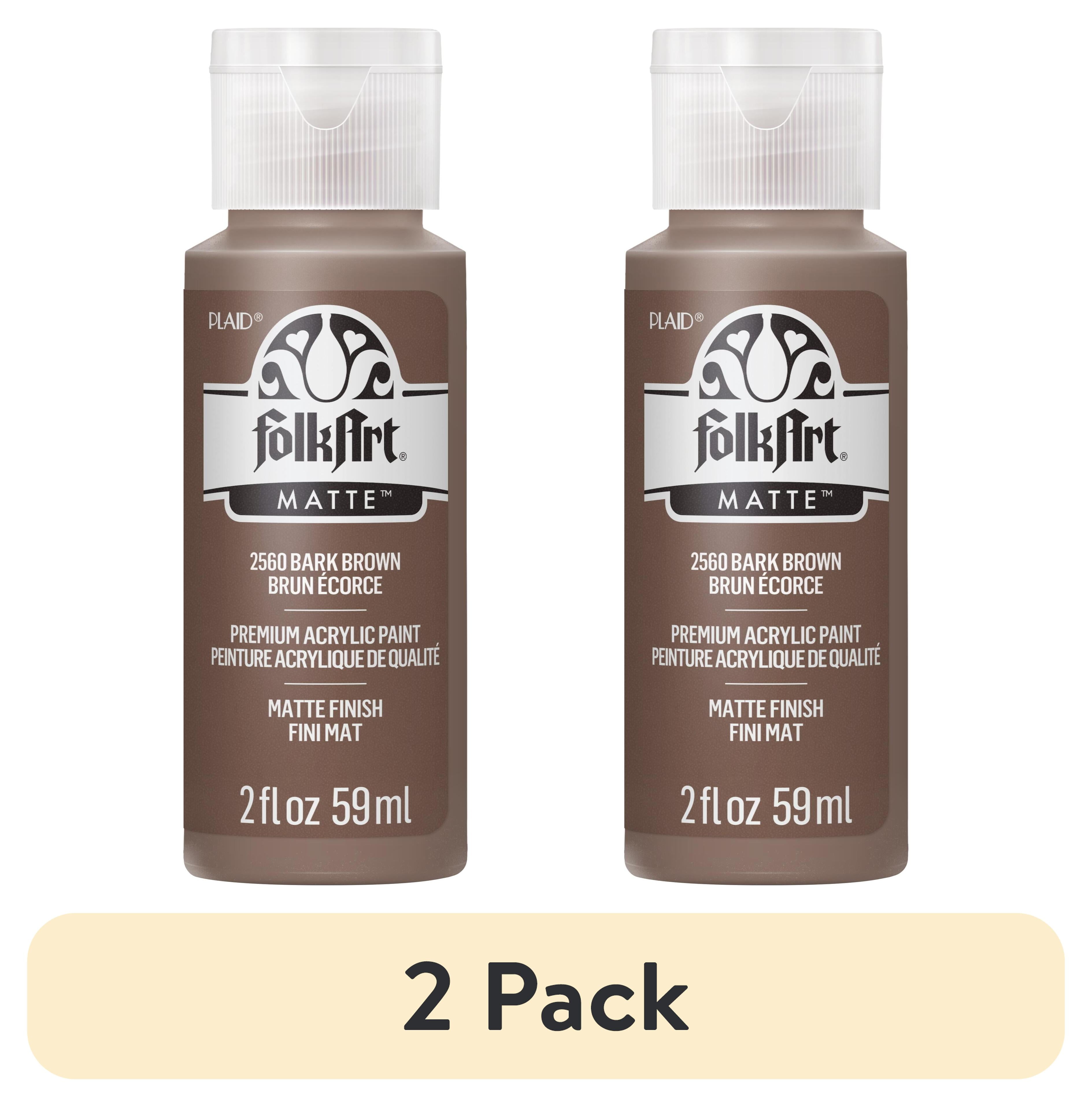 (2 pack) FolkArt Acrylic Craft Paint, Matte Finish, Bark Brown, 2 fl oz