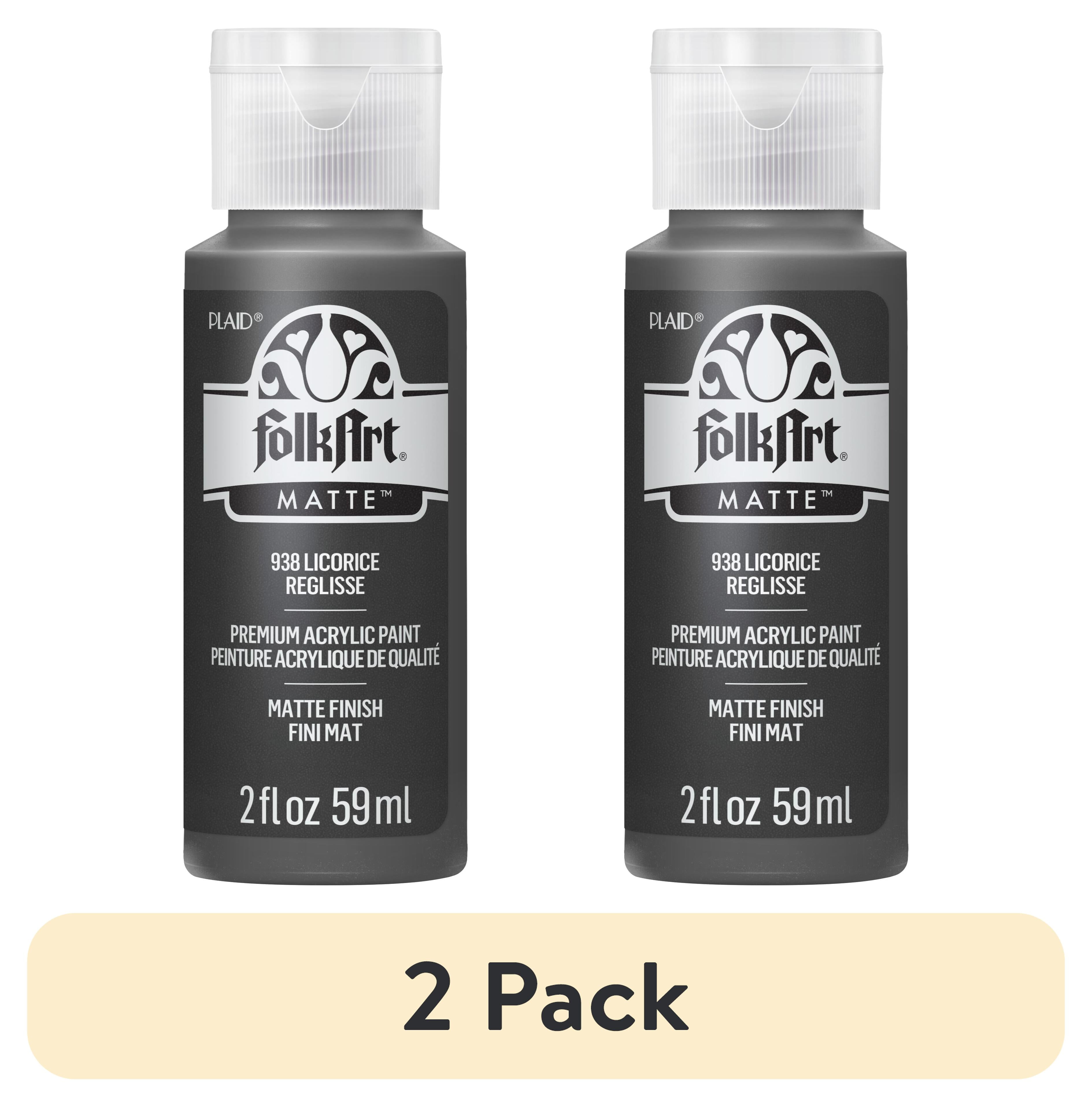 (2 pack) FolkArt Acrylic Craft Paint, Matte Finish, Licorice, 2 fl oz