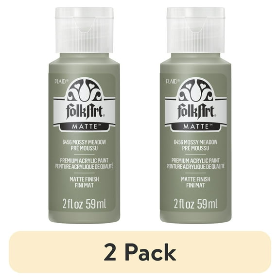 (2 pack) FolkArt Acrylic Craft Paint, Matte Finish, Mossy Meadow, 2 fl oz