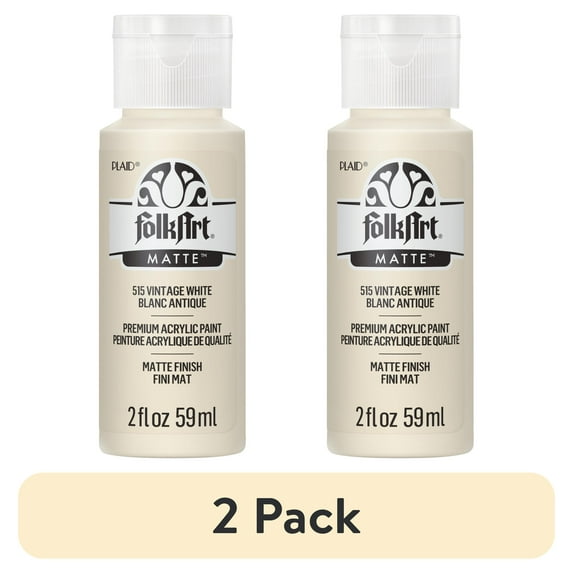 (2 pack) FolkArt 515E Acrylic Craft Paint, Matte Finish, Vintage White, 2 fl oz