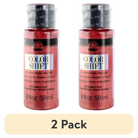 (2 pack) FolkArt Color Shift Acrylic Paint, Gloss Finish, Raspberry Flash, 2 fl oz
