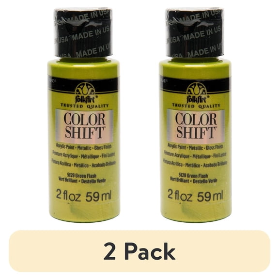 (2 pack) FolkArt Color Shift Acrylic Craft Paint, Gloss Finish, Green, 2 fl oz