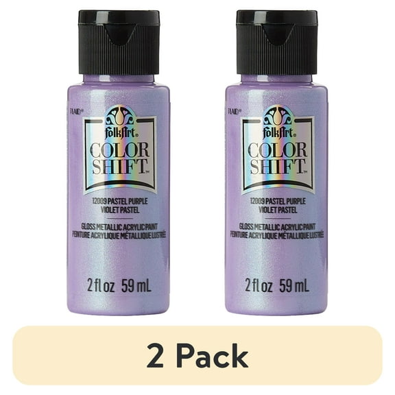 (2 pack) FolkArt Color Shift Acrylic Craft Paint, Gloss Finish, Pastel Purple, 2 fl oz