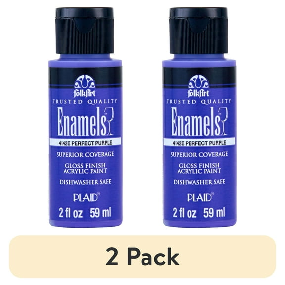 (2 pack) FolkArt Enamel Acrylic Craft Paint, Gloss Finish, Perfect Purple, 2 fl oz