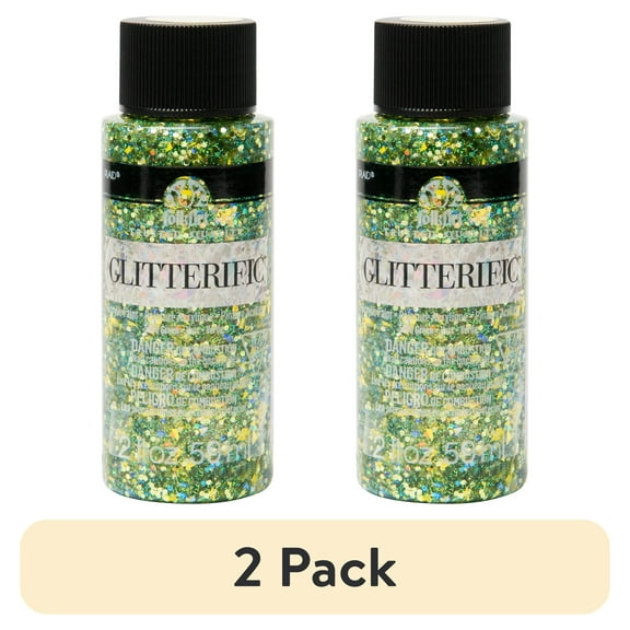 (2 pack) FolkArt Glitterific Glitter Paint 2oz-Green
