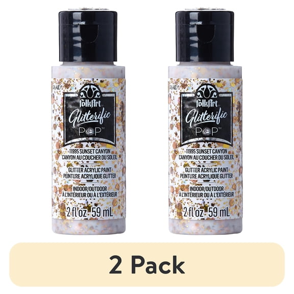 (2 pack) FolkArt Glitterific Pop Acrylic Craft Paint, Sunset Canyon, 2 fl oz