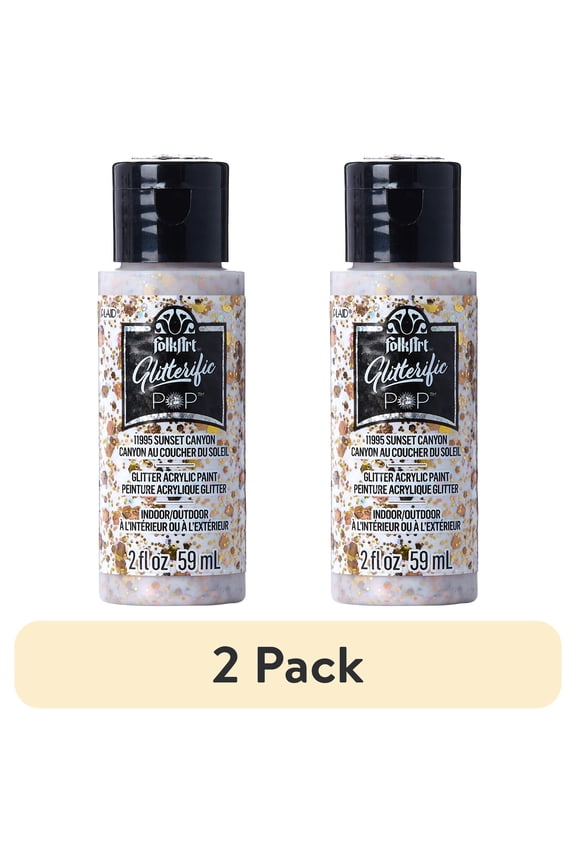 (2 pack) FolkArt Glitterific Pop Acrylic Craft Paint, Sunset Canyon, 2 fl oz