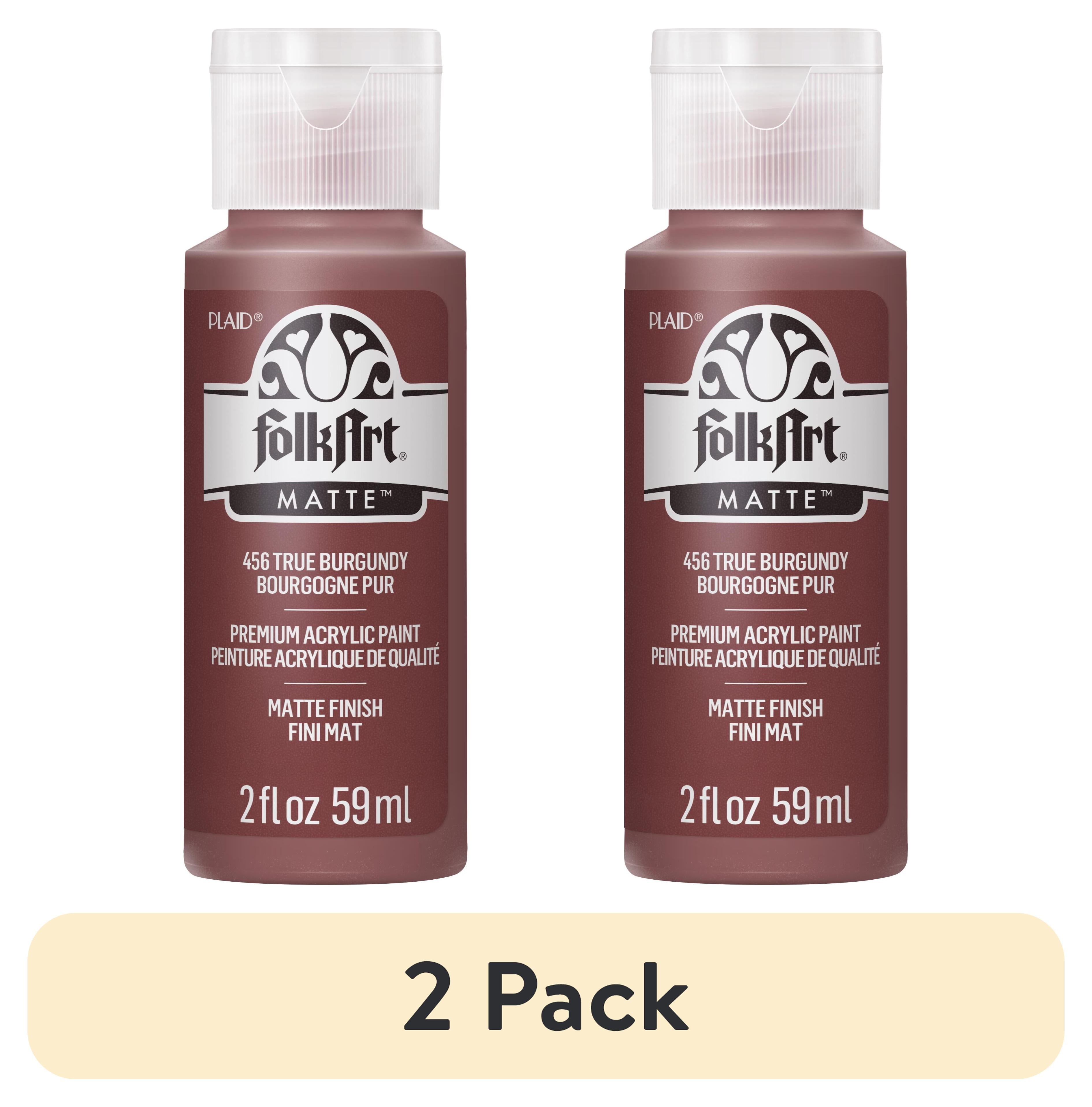 (2 pack) FolkArt Acrylic Craft Paint, Matte Finish, True Burgundy, 2 fl oz