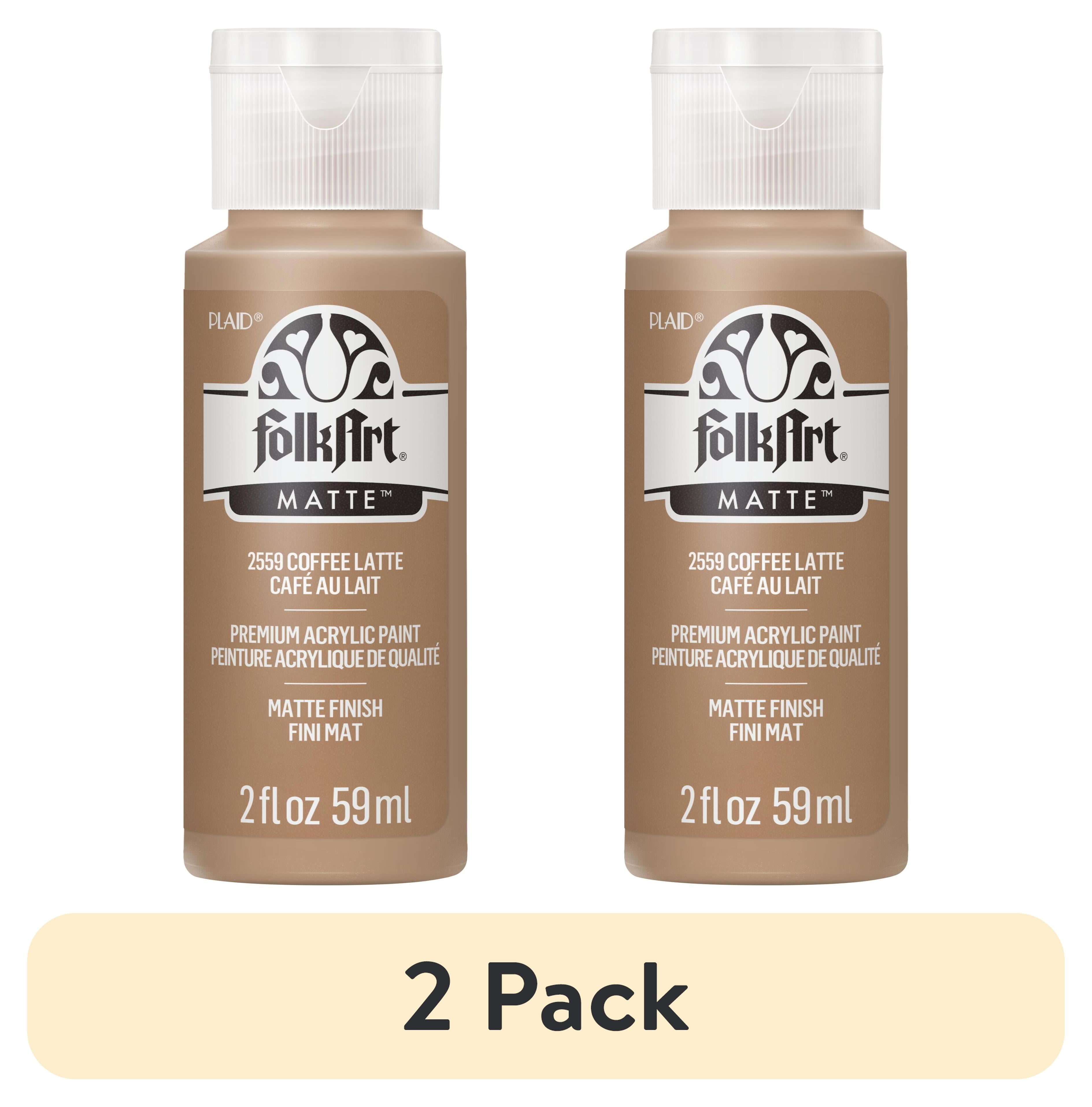 (2 pack) FolkArt Acrylic Craft Paint, Matte Finish, Coffee Latte, 2 fl oz