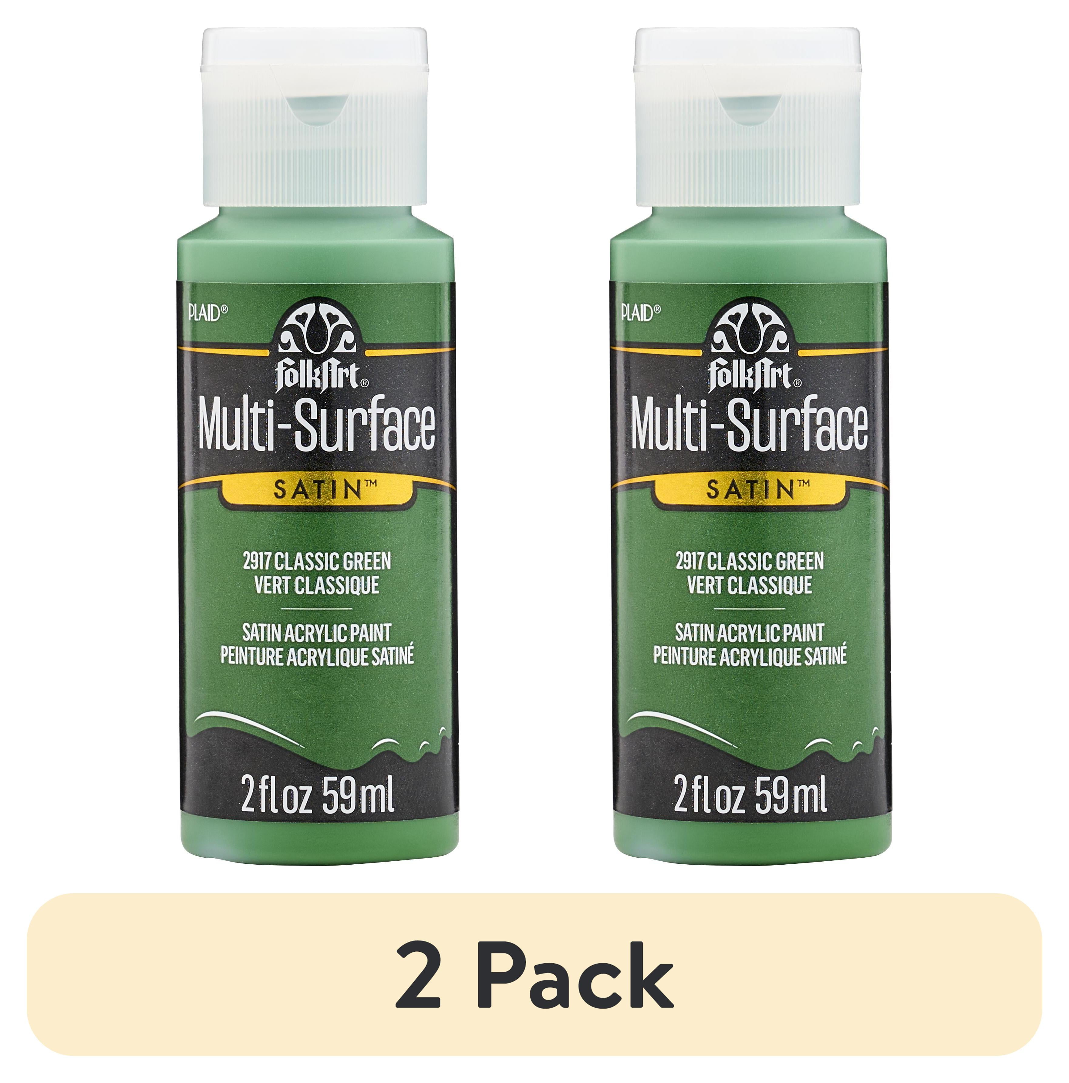 (2 pack) FolkArt Multi-Surface Acrylic Craft Paint, Satin Finish, Classic Green, 2 fl oz