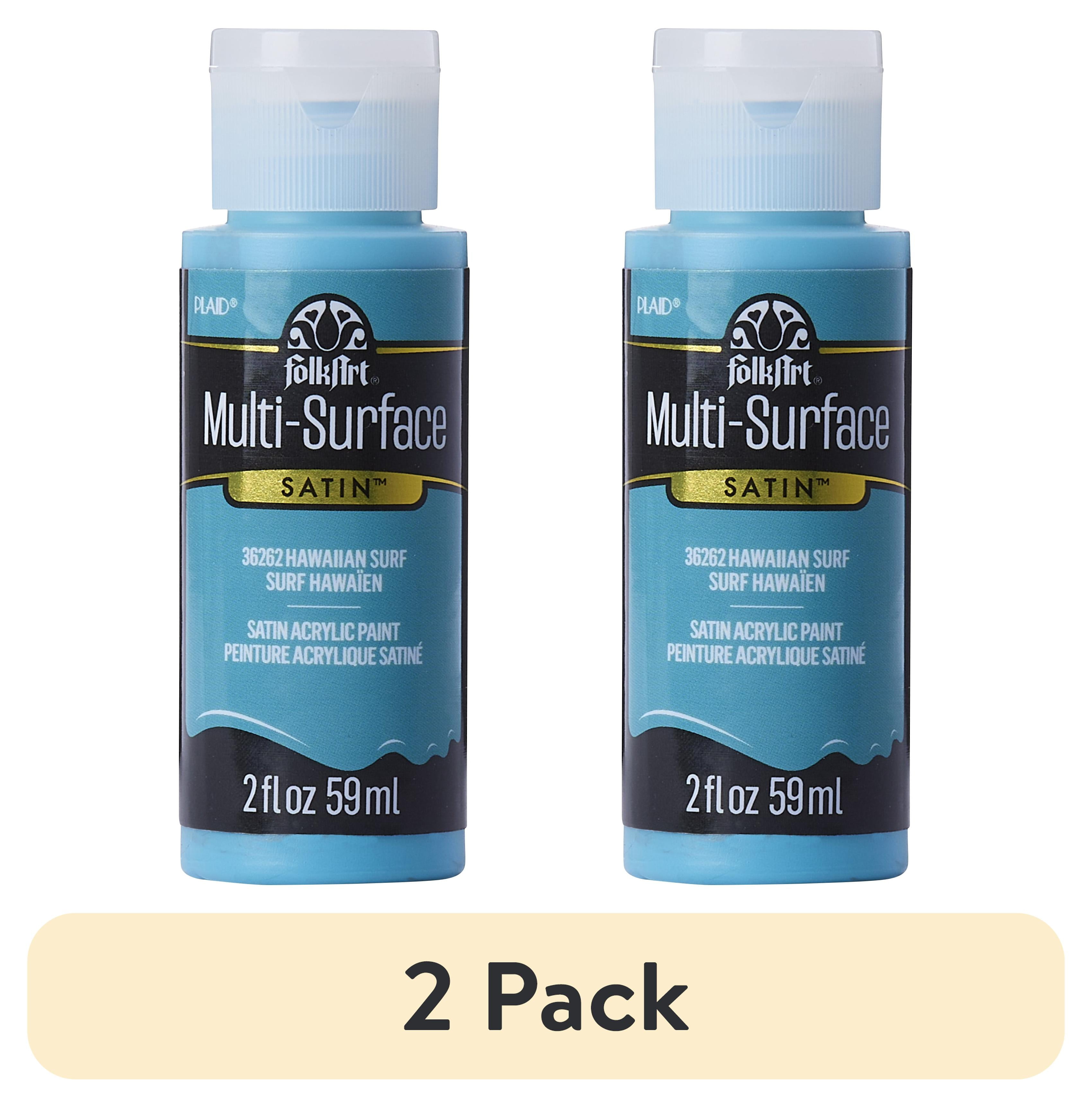 (2 pack) FolkArt Multi-Surface Acrylic Craft Paint, Satin Finish, Hawaiian Surf, 2 fl oz
