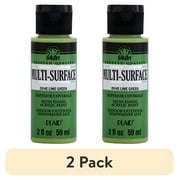 (2 pack) FolkArt Multi-Surface Acrylic Craft Paint, Satin Finish, Lime Green, 2 fl oz