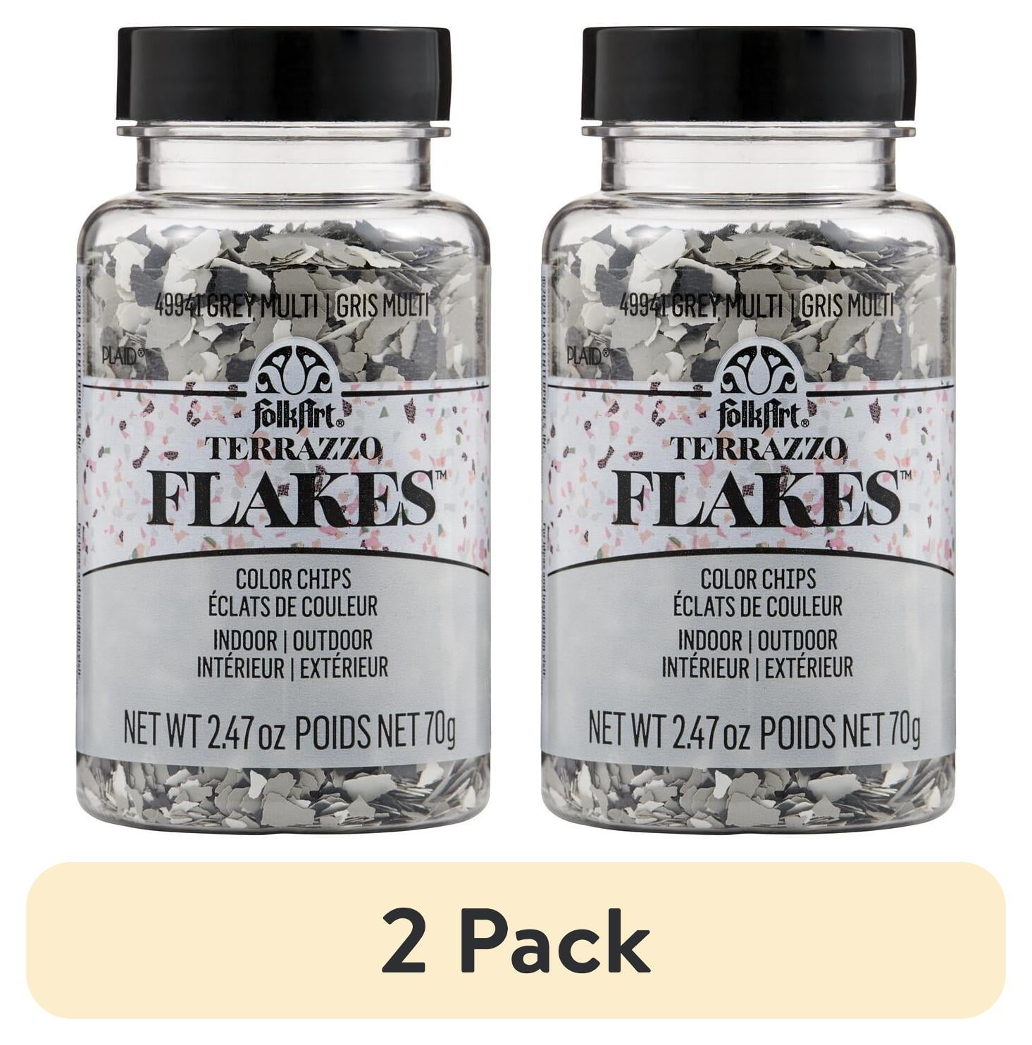 (2 pack) FolkArt Terrazzo Flakes Color Chips, Grey Multi, 2.47 oz