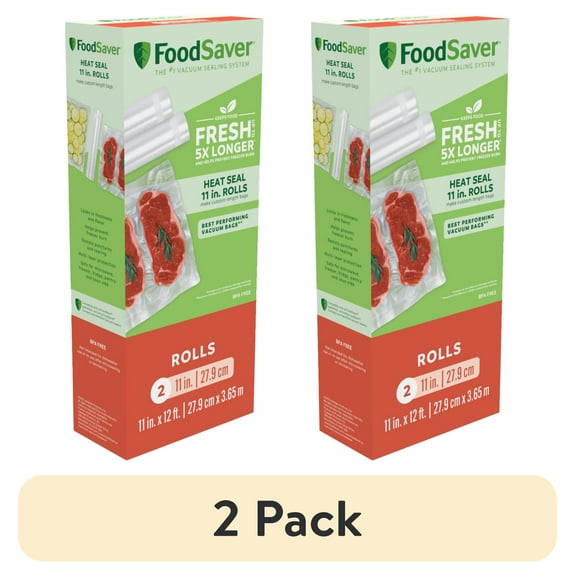 (2 pack) FoodSaver Heat Seal 11 in. Vacuum Seal Roll, 11" x 12', Clear, 2-Pack