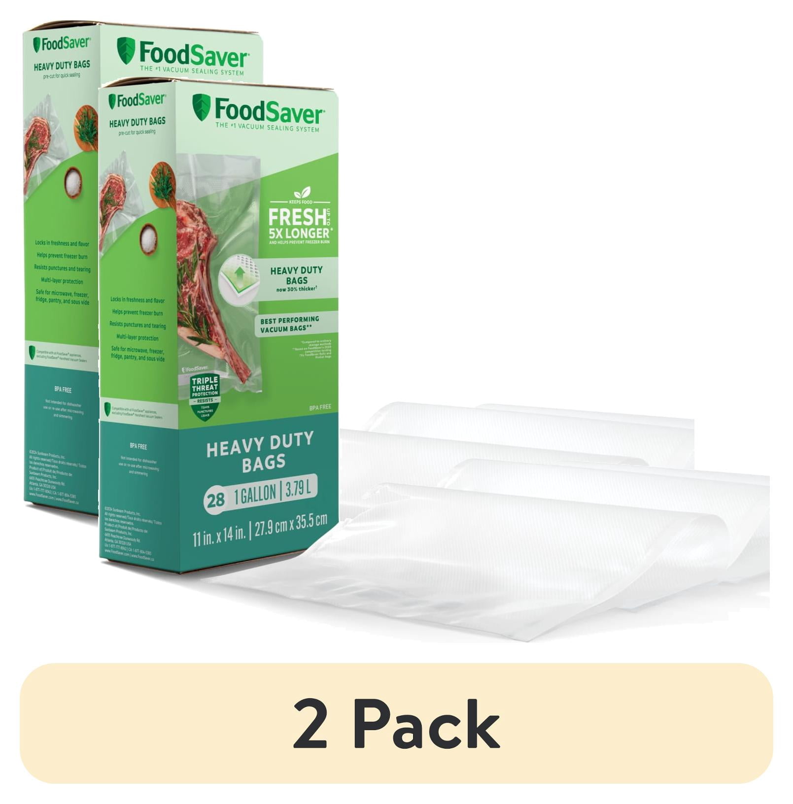(2 pack) FoodSaver Heavy Duty Gallon Vacuum Seal Bags, 28 Count 11" x 14" BPA-Free Freezer Bags, 30% Thicker for Food Storage, Sous Vide, and Meal Prep