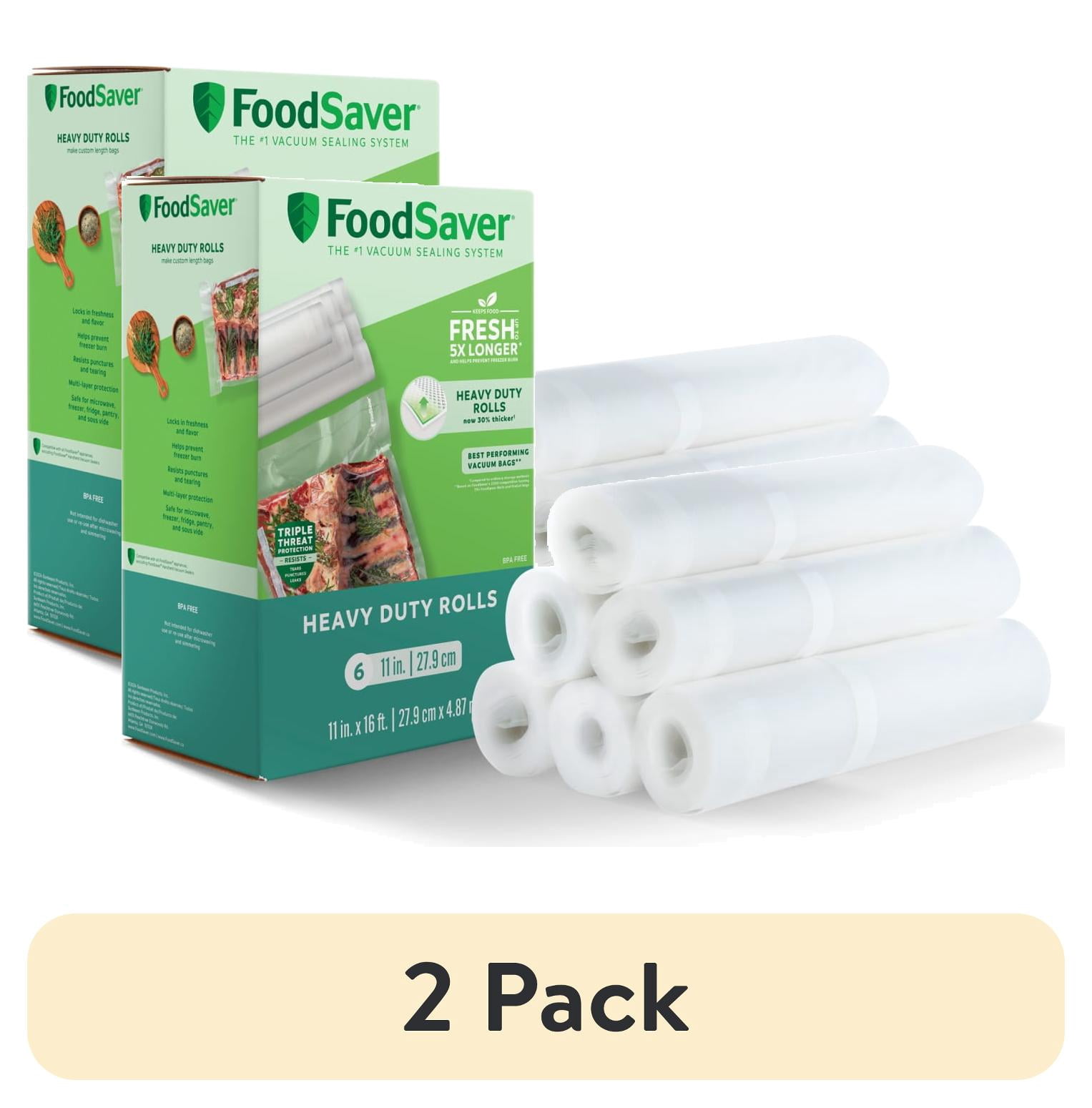 (2 pack) FoodSaver Heavy Duty Vacuum Seal Rolls, 11" x 16', 6 Pack