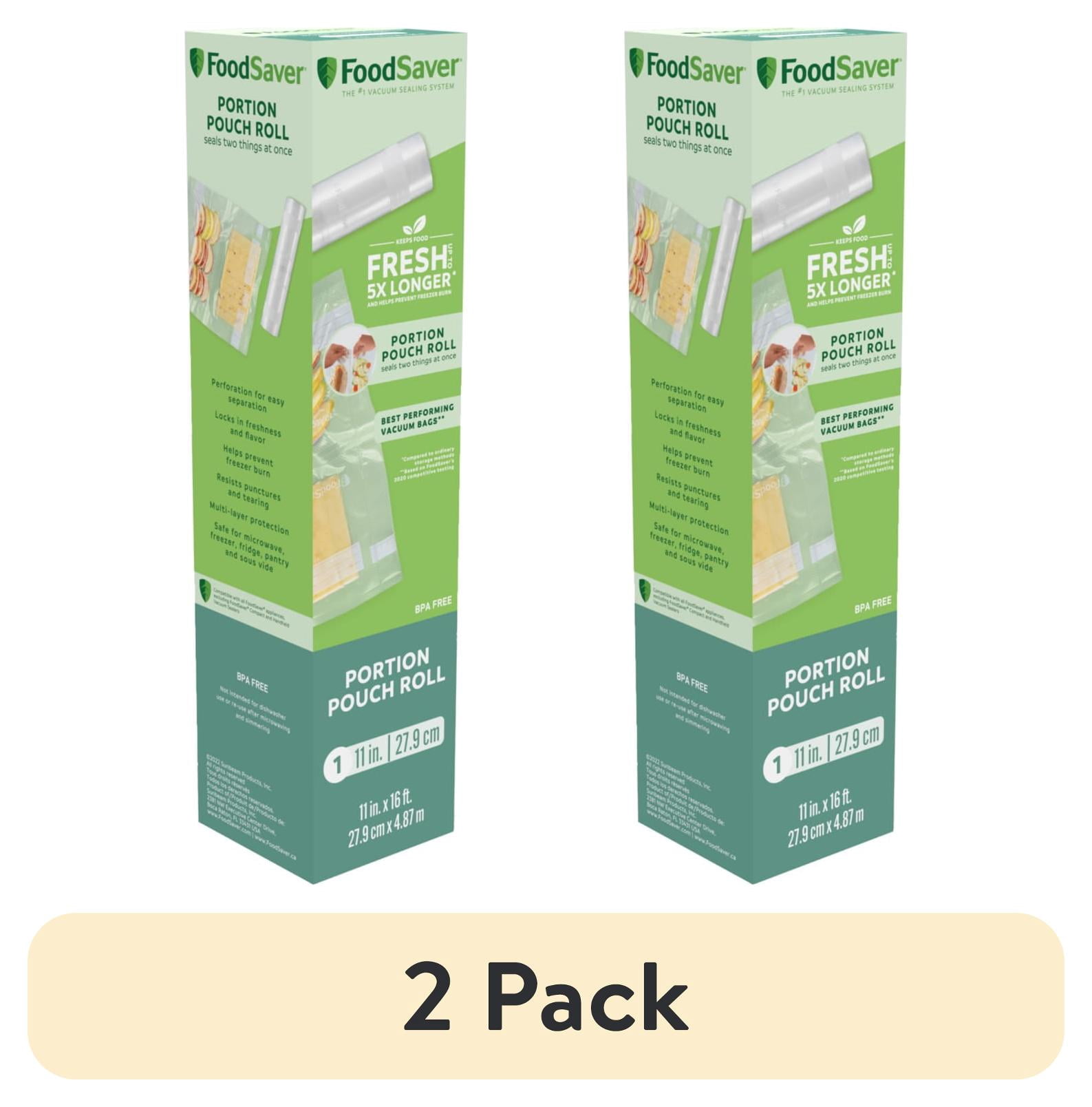 (2 pack) FoodSaver Portion Pouch 11 in. Vacuum Seal Roll, 11" x 16', 1-Pack
