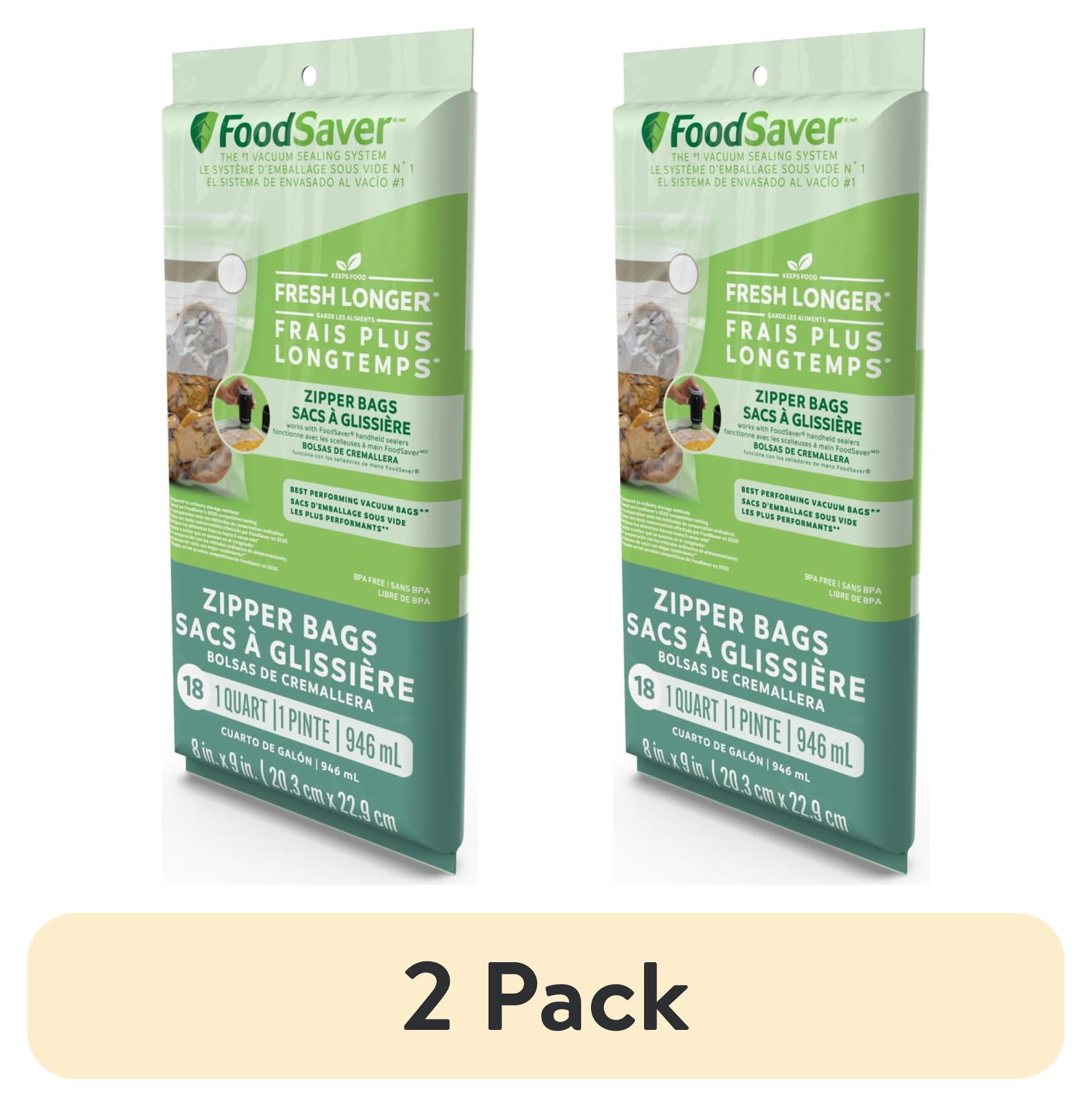 FoodSaver Quart Zipper Vacuum Sealer Bags, 18 Count, BPA-Free