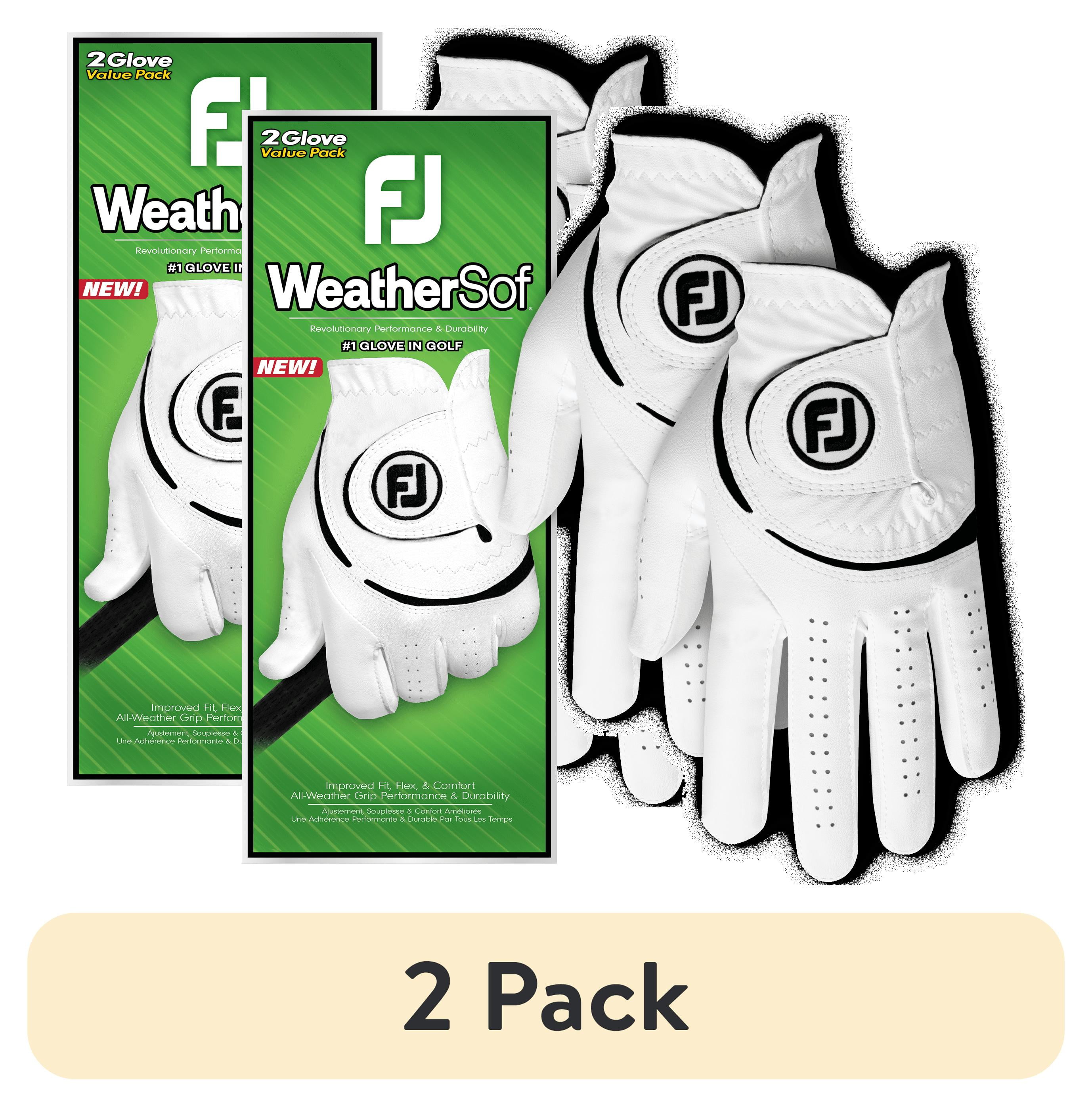 (2 pack) FootJoy 2023 Men's WeatherSof Golf Glove - 2 Pack, Large, Left Handed, White