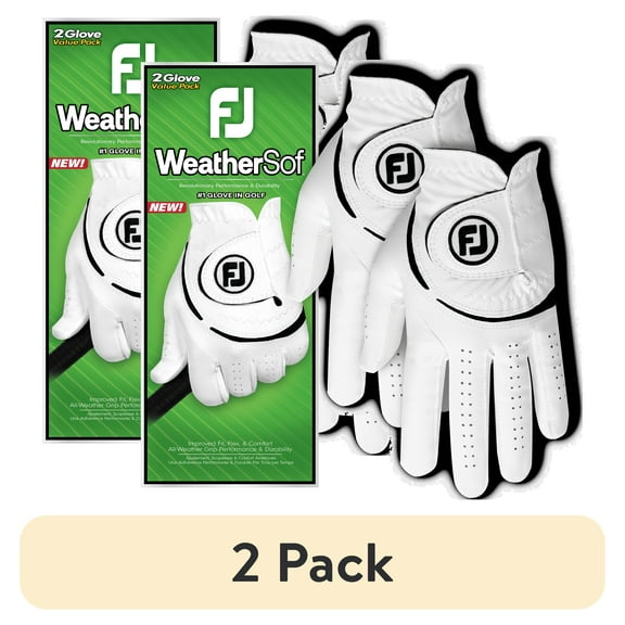 (2 pack) FootJoy 2023 Men's WeatherSof Golf Glove - 2 Pack, Large, Left Handed, White
