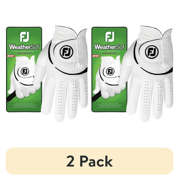 (2 pack) FootJoy 2023 Men's WeatherSof Golf Glove, Medium/Large, Left Handed, White