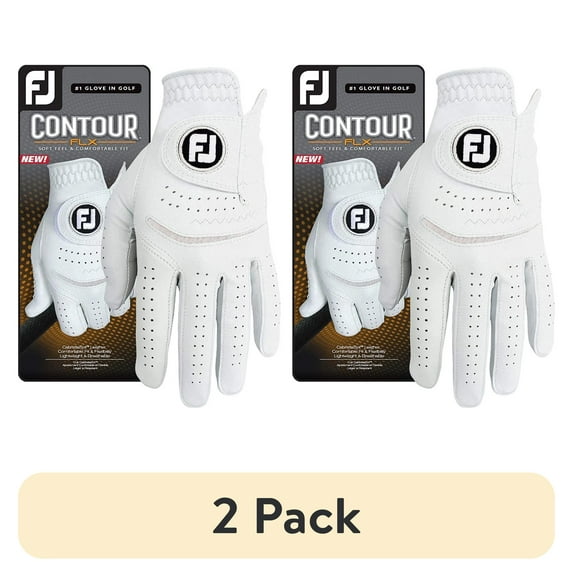 (2 pack) FootJoy Men's Contour FLX Golf Glove, Extra Large, Left Handed, White