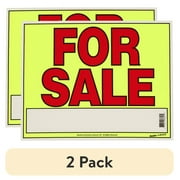 2 pack For Sale Sign, 11 x 14" Neon Laminated Sign, Sunburst Systems 3620 For Sale Poster
