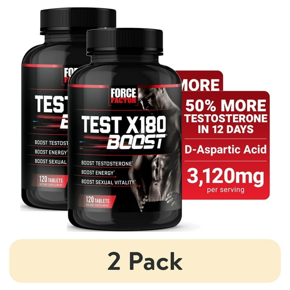 (2 pack) Force Factor Test X180 Boost, Testosterone Booster for Men with Boron, Fenugreek & Tribulus Terrestris for Muscle, Libido & Mens Health, 120 Tablets