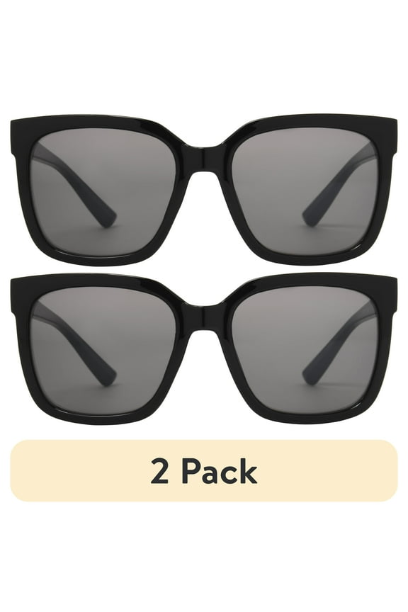(2 pack) Foster Grant Women's Oversized Fashion Sunglasses Black