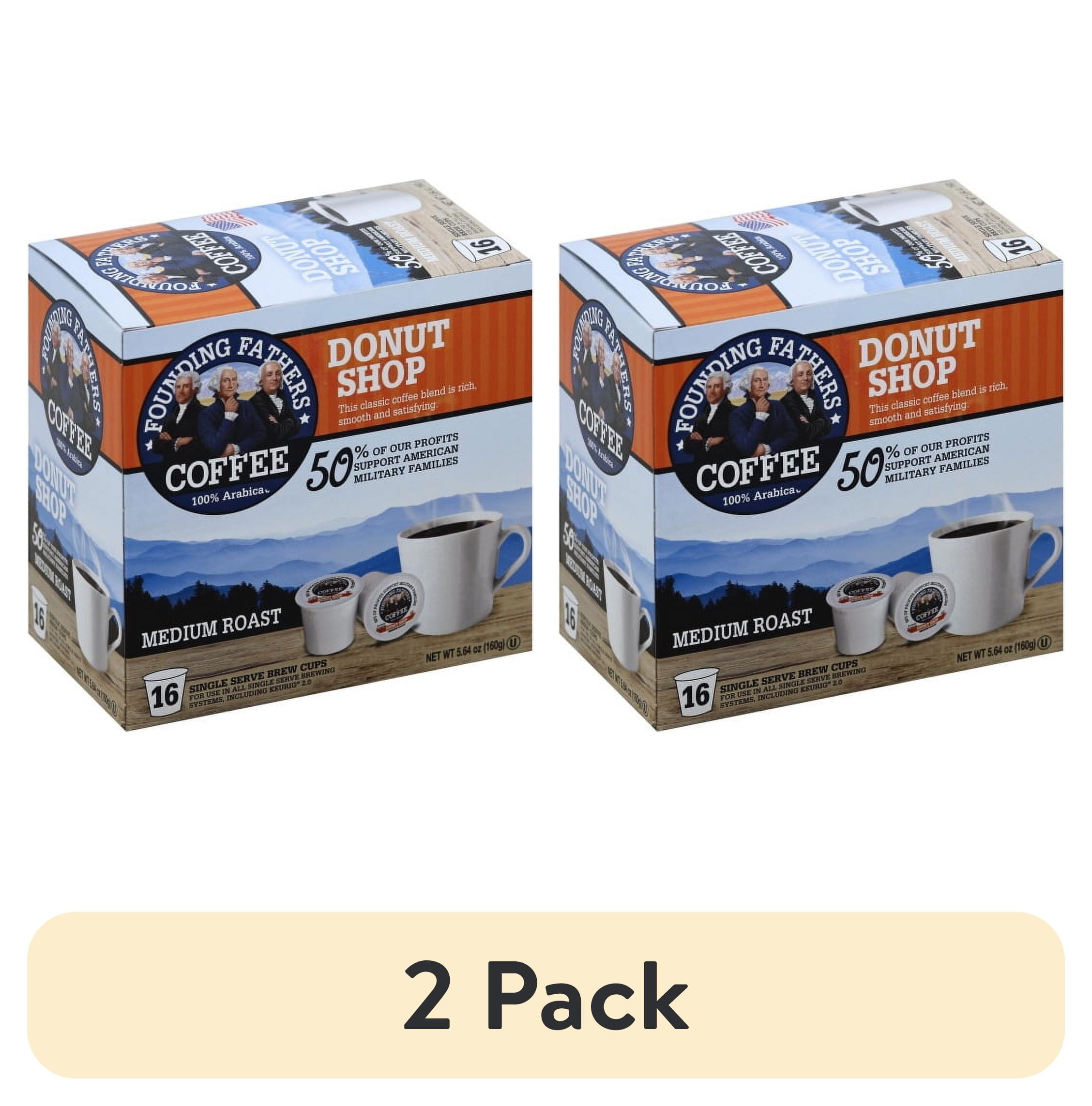 (2 pack) Founding Fathers Donut Shop Medium Roast 100% Arabica Coffee, 0.35 oz, 16 count