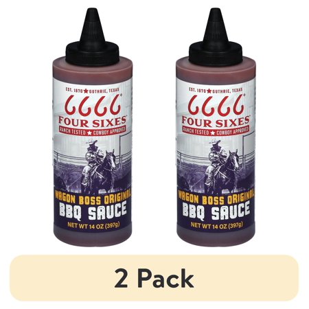 (2 pack) Four Sixes Ranch Wagon Boss Original BBQ Sauce, 14 oz