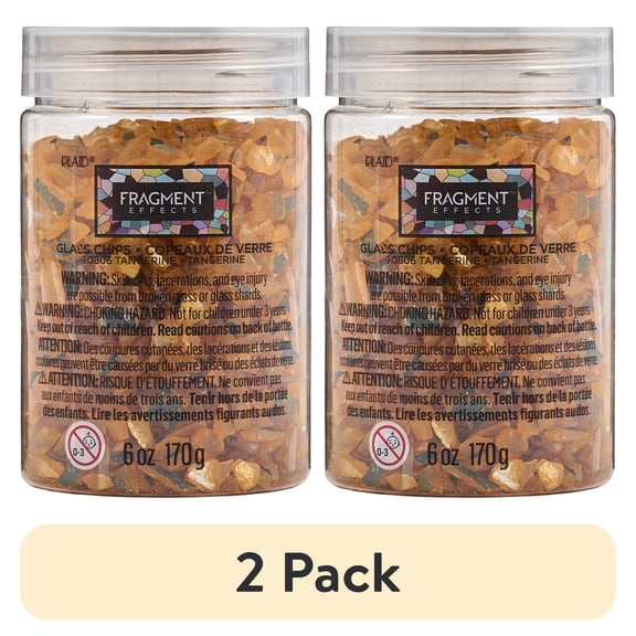 (2 pack) Plaid Fragment Effects Glass Chips, Tangerine, 6 oz
